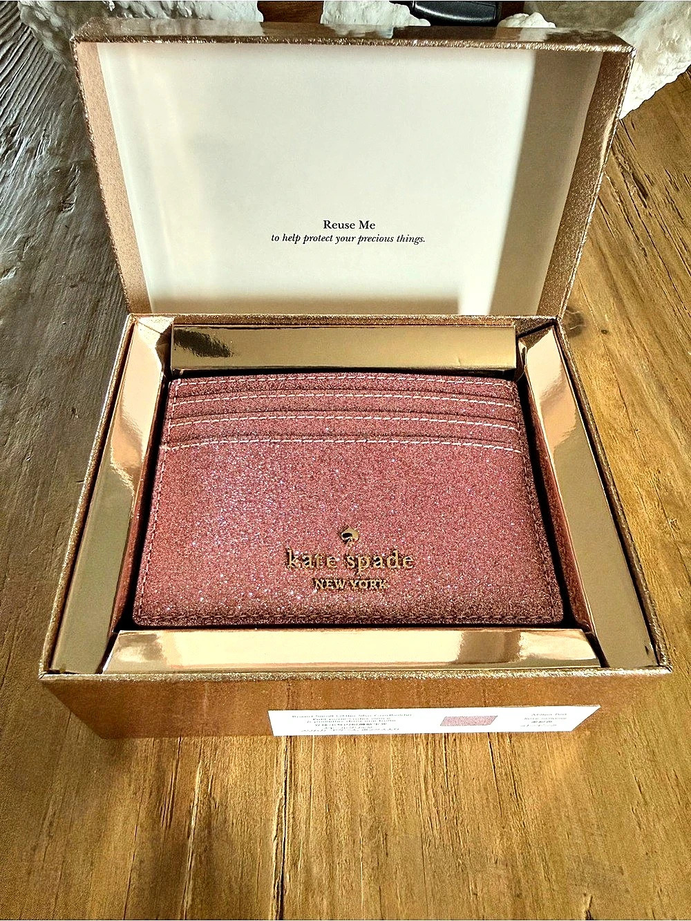 Kate Spade New York Glitter Cardholder in Pink NWT